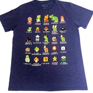 Nintendo Super Mario Bros Character Guide T-shirt Size Small